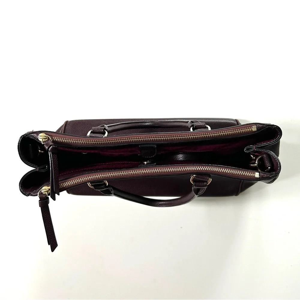 Kate Spade Mahogany Pebbled Leather Mulberry Street Leighann Satchel Purse Bag